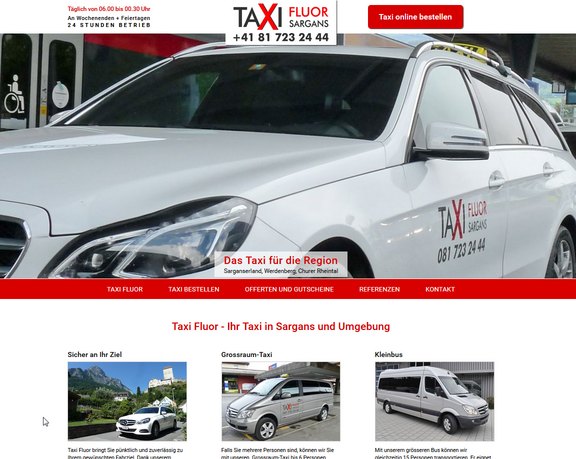 Webseite Taxi Fluor Sargans  
