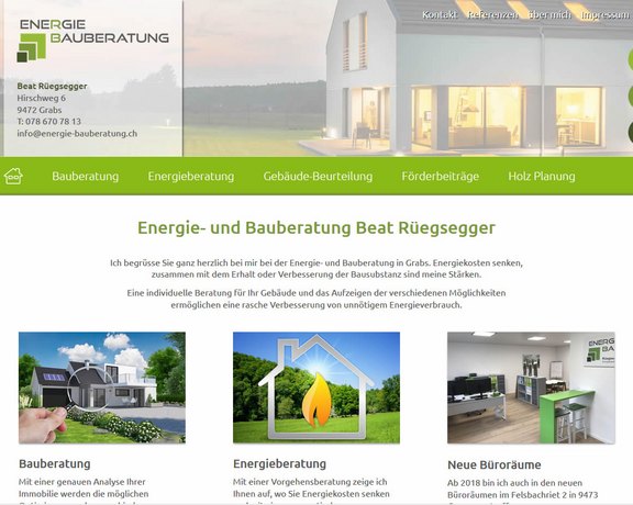 Onlineauftritt Energie + Bauberatung Rüegsegger  