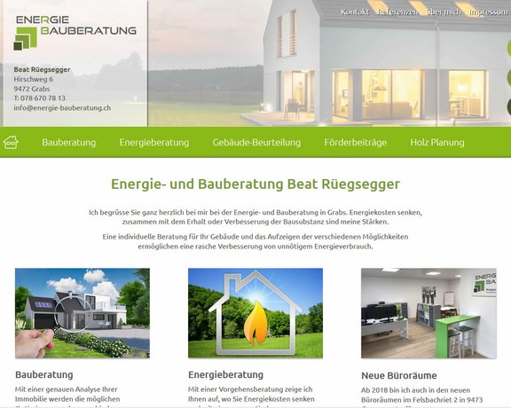 Onlineauftritt Energie + Bauberatung Rüegsegger