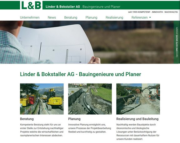 Homepage Linder & Bokstaller AG Buchs SG