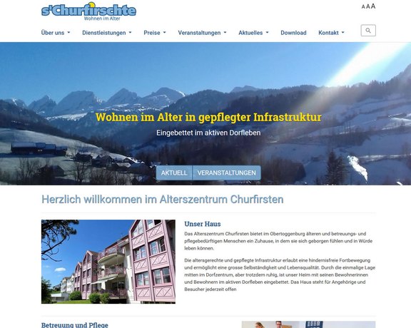 Alterszentrum Churfirsten Webseite mit TYPO3  