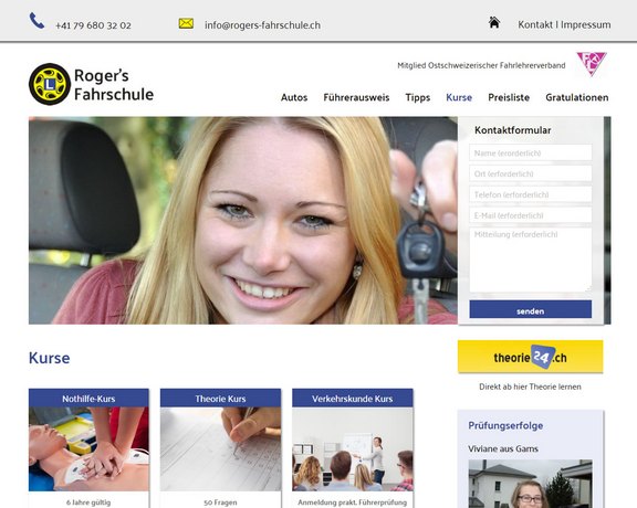 Responsive Homepag Roger's Fahrschule Buchs