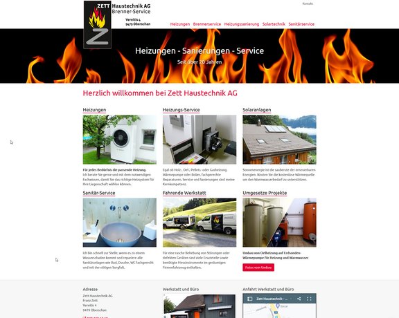 Refreh Webseite Zett Haustechnik Oberschan  