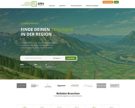 jobs-regional, Stellenplattform für Liechtenstein, Werdenberg, Sarganserland und Bündner Herrschaft