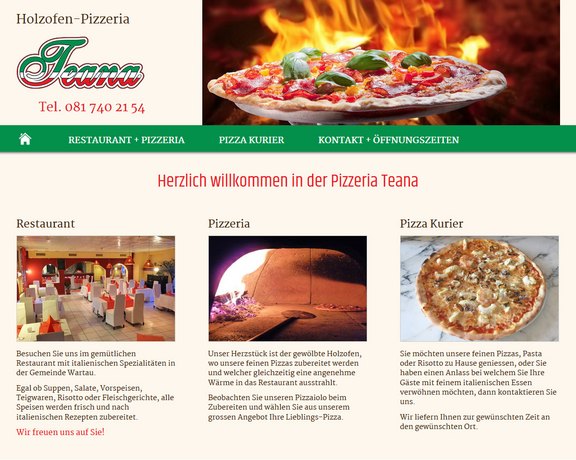 Webdesign für Pizzeria Teana Trübbach  