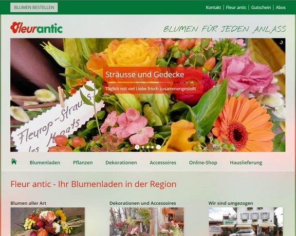 Onlineshop für Fleur-antic Blumenladen in Mels  