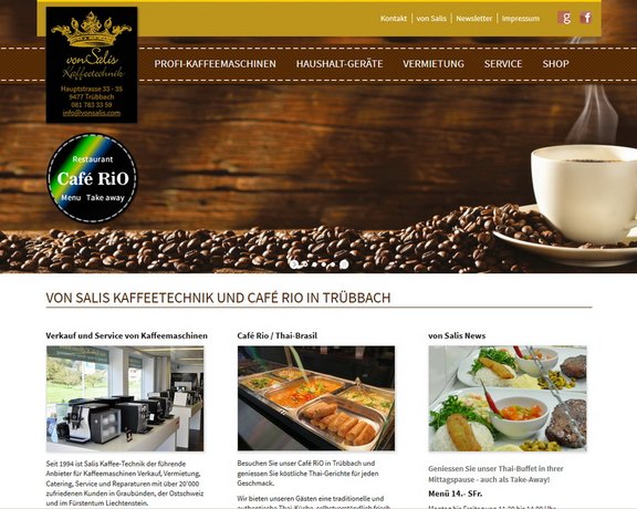 Webshop für Von Salis Kaffeetechnik Trübbach