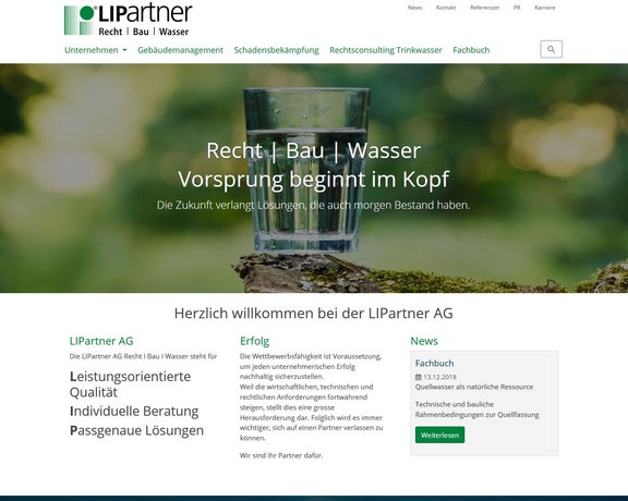 Webseite Bootstrap-Framework mit TYPO3 für LIPartner AG Sargans  