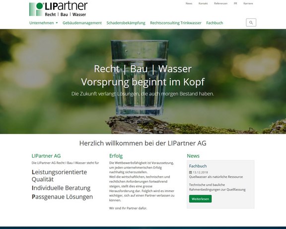 Webseite Bootstrap-Framework mit TYPO3 für LIPartner AG Sargans