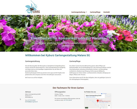 Webseite Kyburz Gartengestaltung Malans  