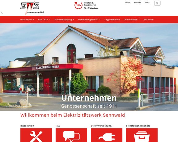 Webseite Boostrap-Framework EW Sennwald