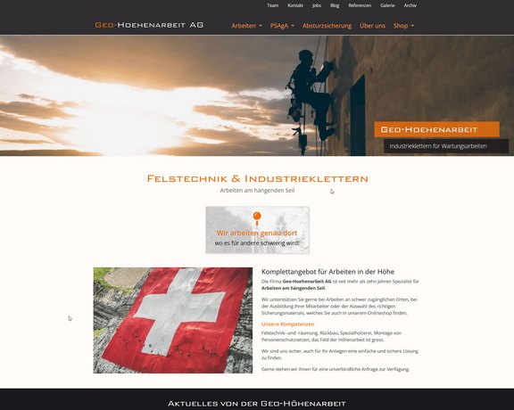 Geo-Hoehenarbeit Grabs, TYPO3 CMS mit Webshop und Responsive Design  