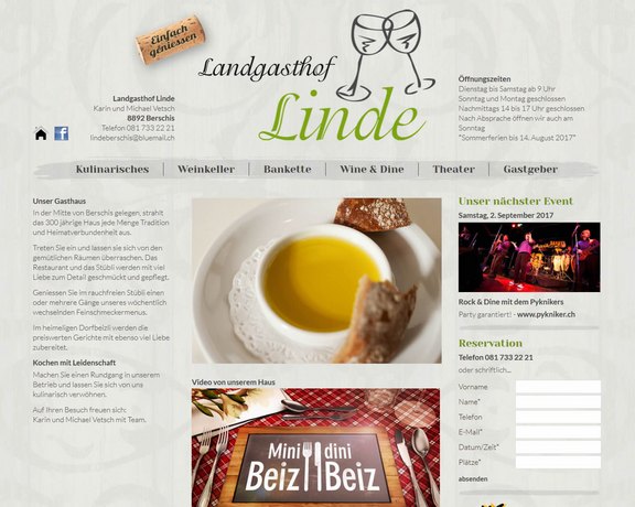 TYPO3 CMS für Landgasthof Linde Berschis