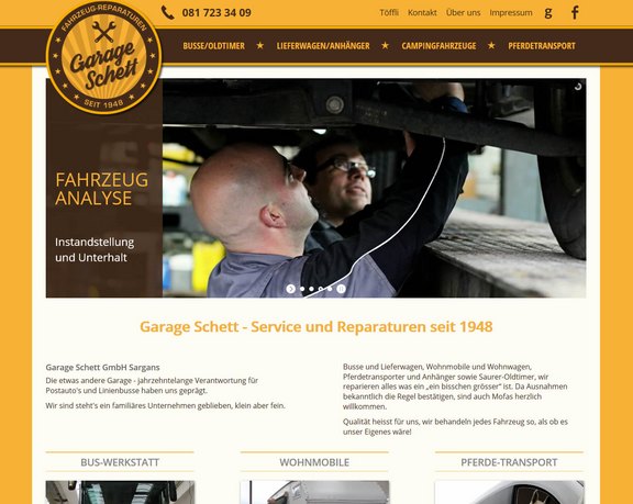 Responsive Webseite für Garage Schett Sargans  