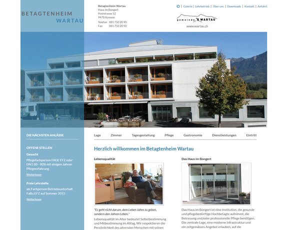 Webseite für die politische Gemeinde Wartau, Betagtenheim Haus im Bongert, 9478 Azmoos  