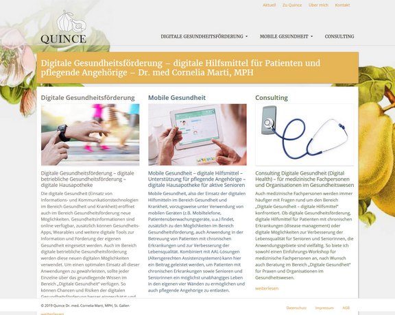 Homepage Quince - digitale Gesundheitsförderung